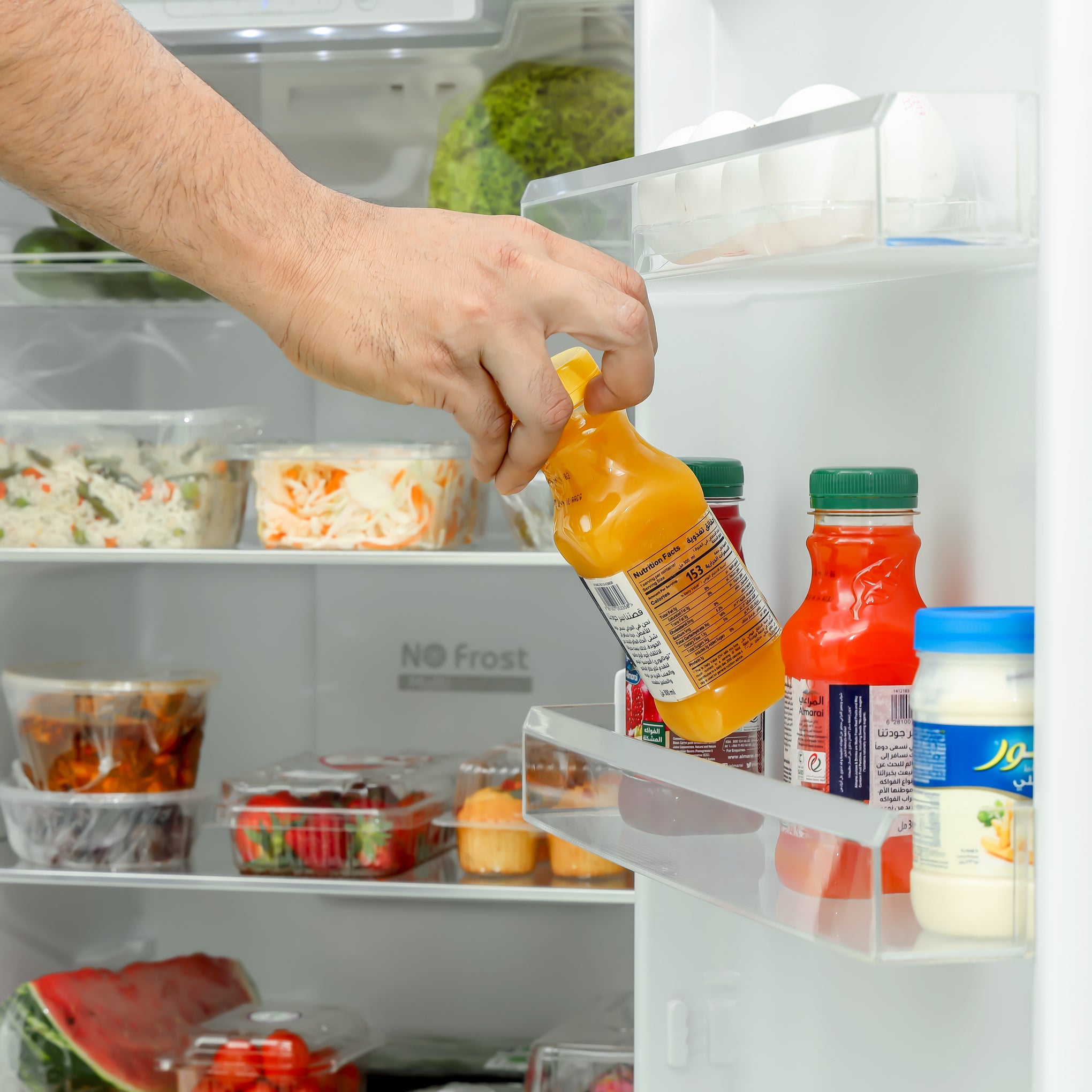 Total No Frost Double Door Refrigerator - 251L Gross Capacity (53L Freezer / 198L Refrigerator) - Stainless Steel Finish - Long Lasting Freshness - Multi Air Flow - Recessed Handle - Glass Shelves - High-Quality Tempered Glass Shelves GRF3309SSXN Silver