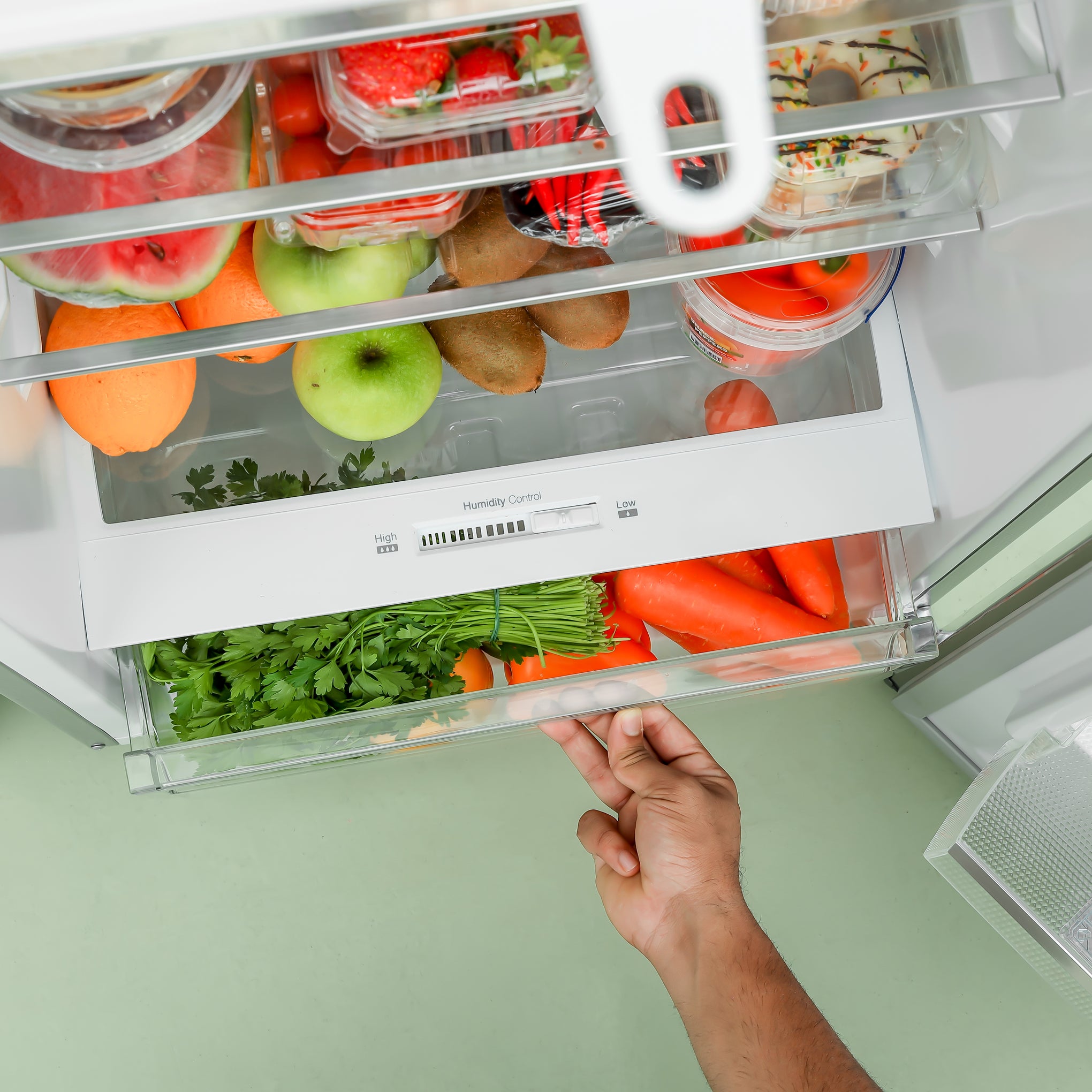 Total No Frost Double Door Refrigerator - 251L Gross Capacity (53L Freezer / 198L Refrigerator) - Stainless Steel Finish - Long Lasting Freshness - Multi Air Flow - Recessed Handle - Glass Shelves - High-Quality Tempered Glass Shelves GRF3309SSXN Silver