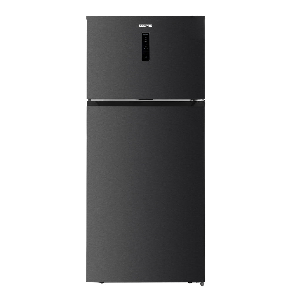 Total No-Frost Double Door Refrigerator with Adjustable Thermostat, Stainless Steel Premium Body Finish, Multi-Airflow, Recessed Chrome Handles, Tempered Glass Shelves, Chiller Fresh Box, Faster Cooling, LED Lighting 140 W GRF5807SXHN Grey