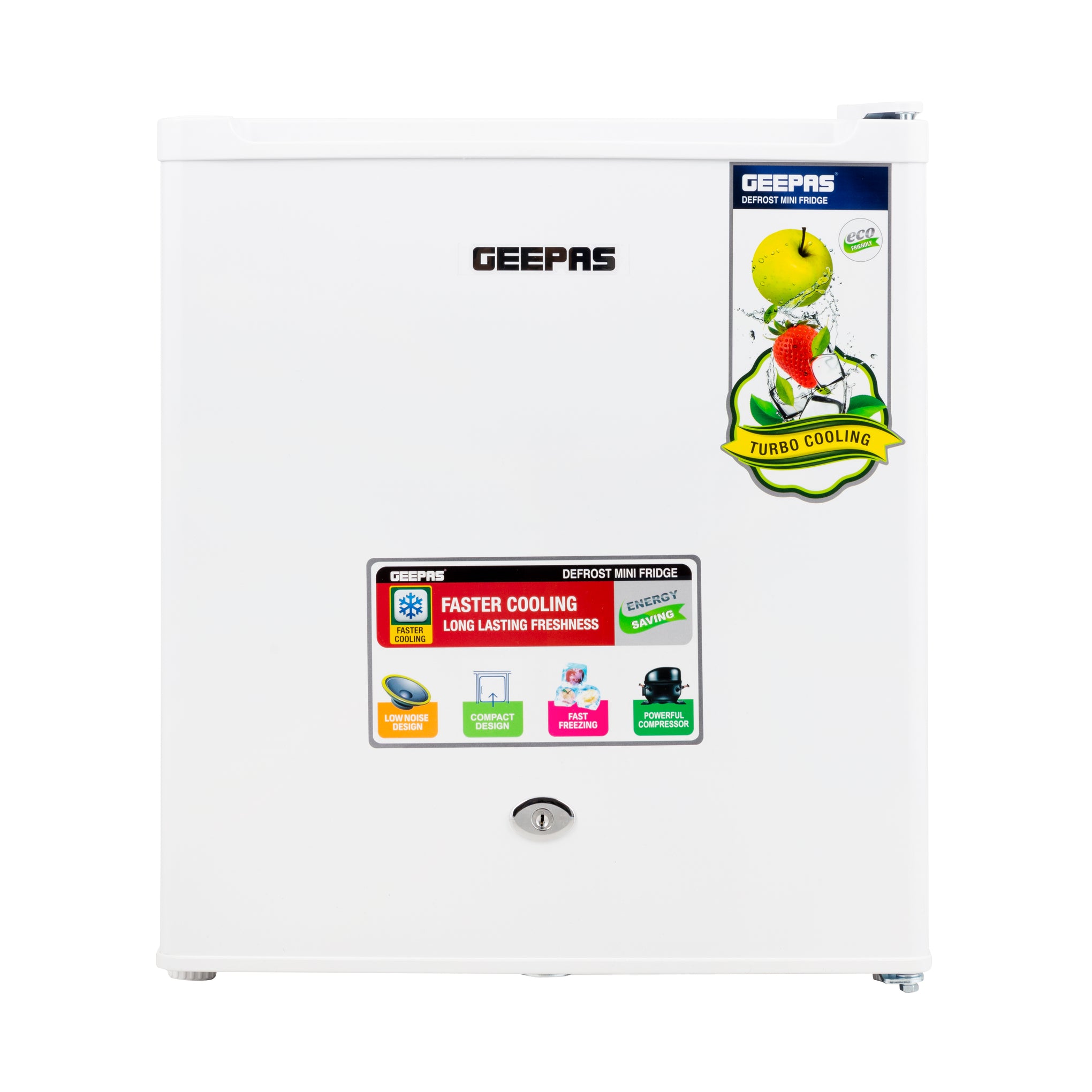 46 Ltr Compact Mini Fridge with Keyed Door Lock | Low Noise, Energy Saving, Defrost Refrigerator | Fast Cooling, Adjustable Thermostat | White for Dorm, Office, Bedroom 46 L GRF654WPEN White