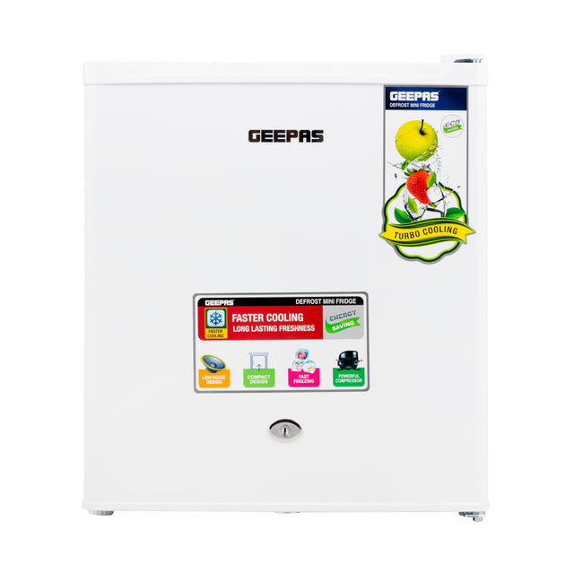 46 Ltr Compact Mini Fridge with Keyed Door Lock | Low Noise, Energy Saving, Defrost Refrigerator | Fast Cooling, Adjustable Thermostat | White for Dorm, Office, Bedroom 46 L GRF654WPEN White