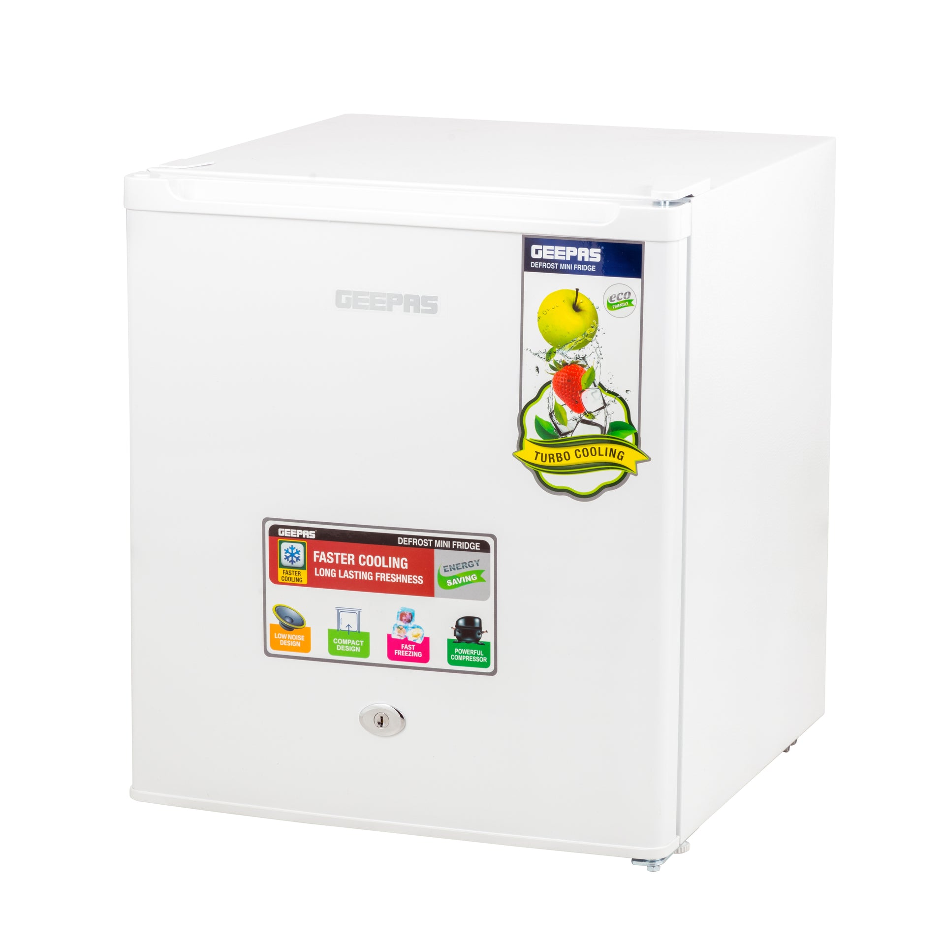 46 Ltr Compact Mini Fridge with Keyed Door Lock | Low Noise, Energy Saving, Defrost Refrigerator | Fast Cooling, Adjustable Thermostat | White for Dorm, Office, Bedroom 46 L GRF654WPEN White