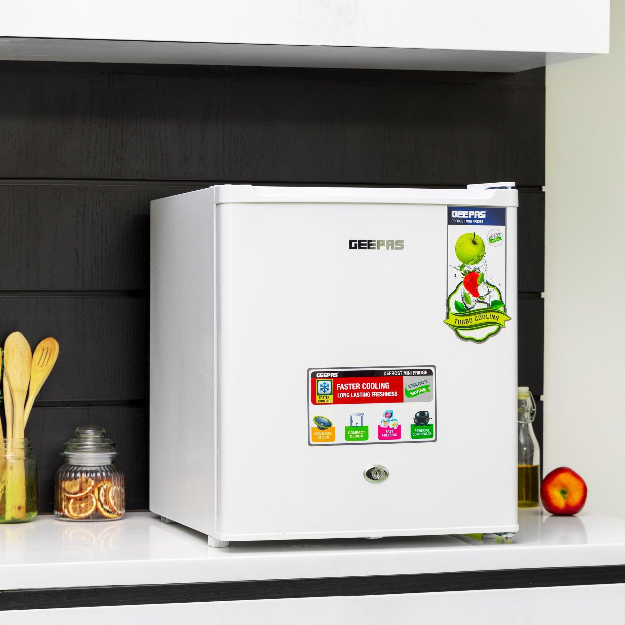 46 Ltr Compact Mini Fridge with Keyed Door Lock | Low Noise, Energy Saving, Defrost Refrigerator | Fast Cooling, Adjustable Thermostat | White for Dorm, Office, Bedroom 46 L GRF654WPEN White