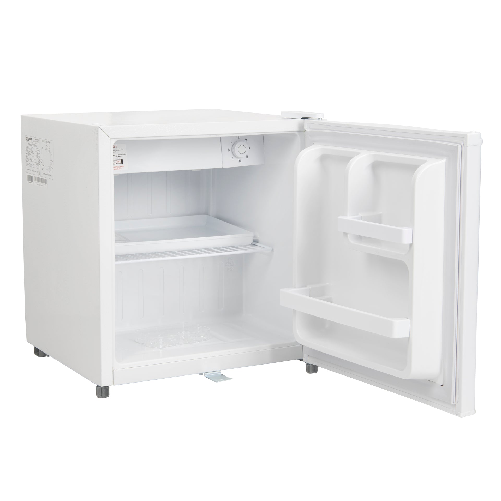 Geepas GRF654WPE 60L Single Door Refrigerator - Portable Low Noise Separate Chiller Compartment, Compact Recessed Handle & Adjustable Thermostat | Ideal for Retailers, Home, Bachelor's, Medical Shops & More | 1 Year Warranty