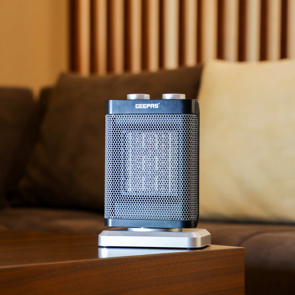 PTC Fan Heater, Ceramic Heating Element, Overheat Protection | Safety Tip-Over Switch | Adjustable Thermostat 1500 W GRH28529 Black & Silver