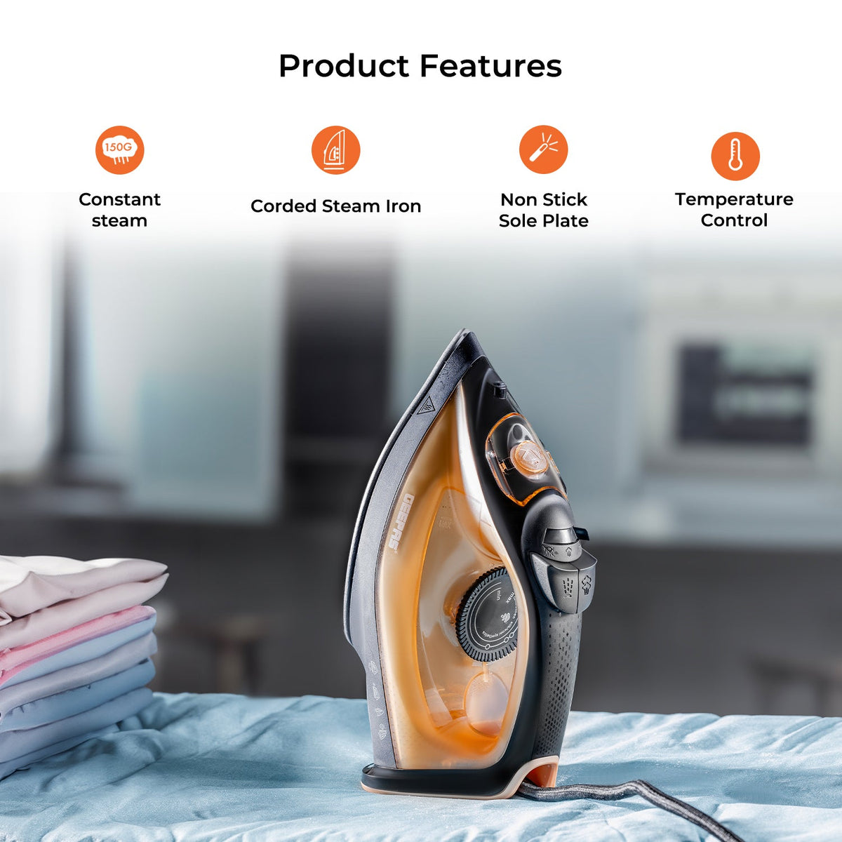 Geepas Steam Iron, Assorted Color, GSI7783
