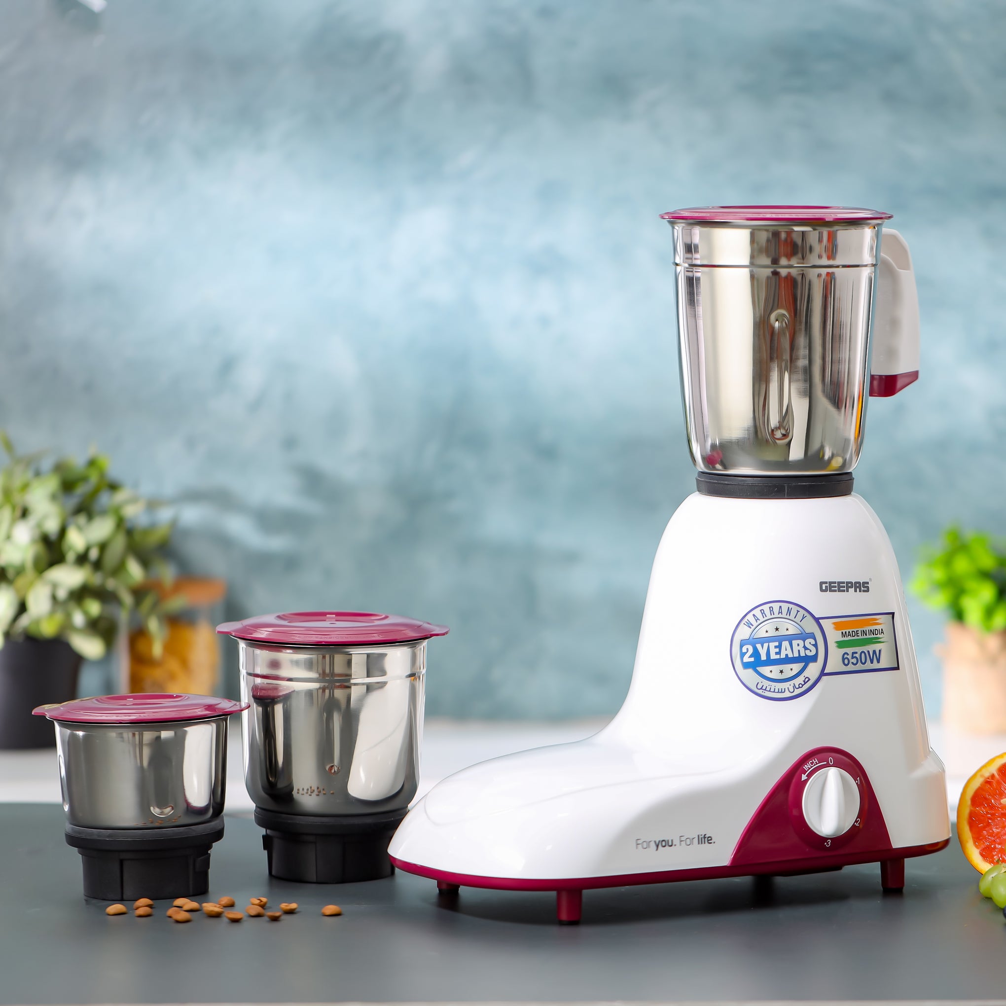 3 In 1 Mixer Grinder With 3 Speed setting with Incher | Heavy duty Motor | Silent and smooth Blender | Shock Proof and Over Heat Protetction 1.2 L 750 W GSB44094 Pista Green
