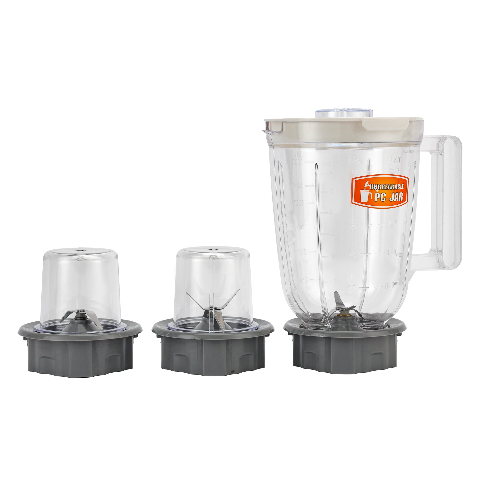 Geepas 3 in 1 Plastic Jar Blender 1.5 L 400 W GSB6104 White