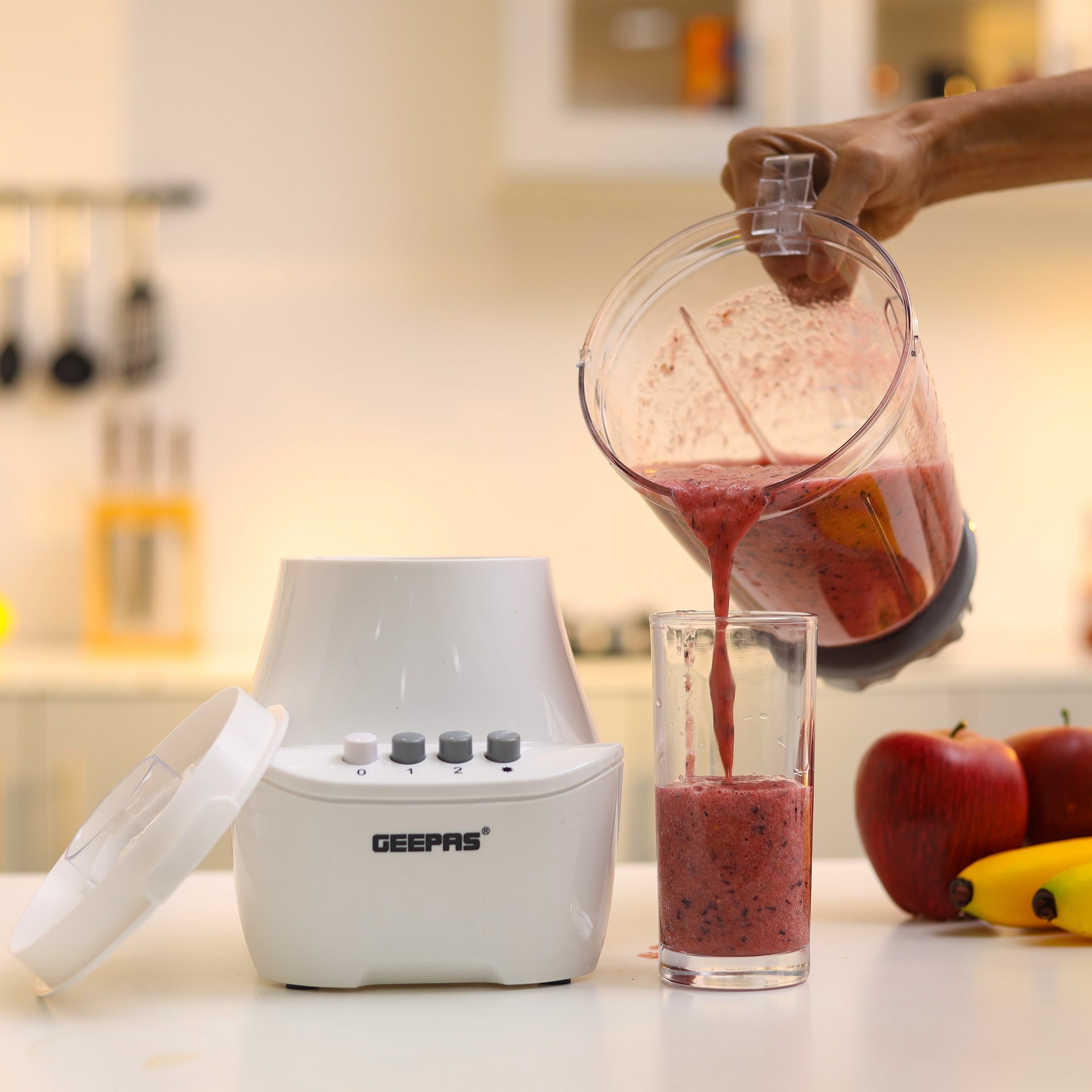 Geepas 3 in 1 Plastic Jar Blender 1.5 L 400 W GSB6104 White