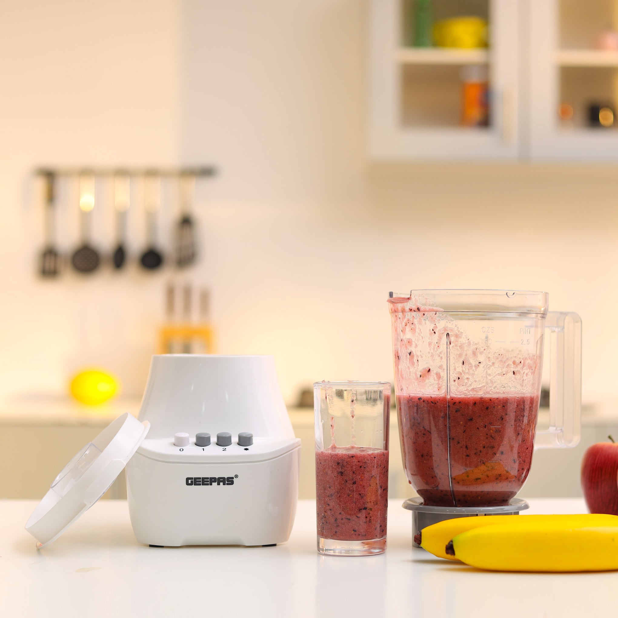 Geepas 3 in 1 Plastic Jar Blender 1.5 L 400 W GSB6104 White