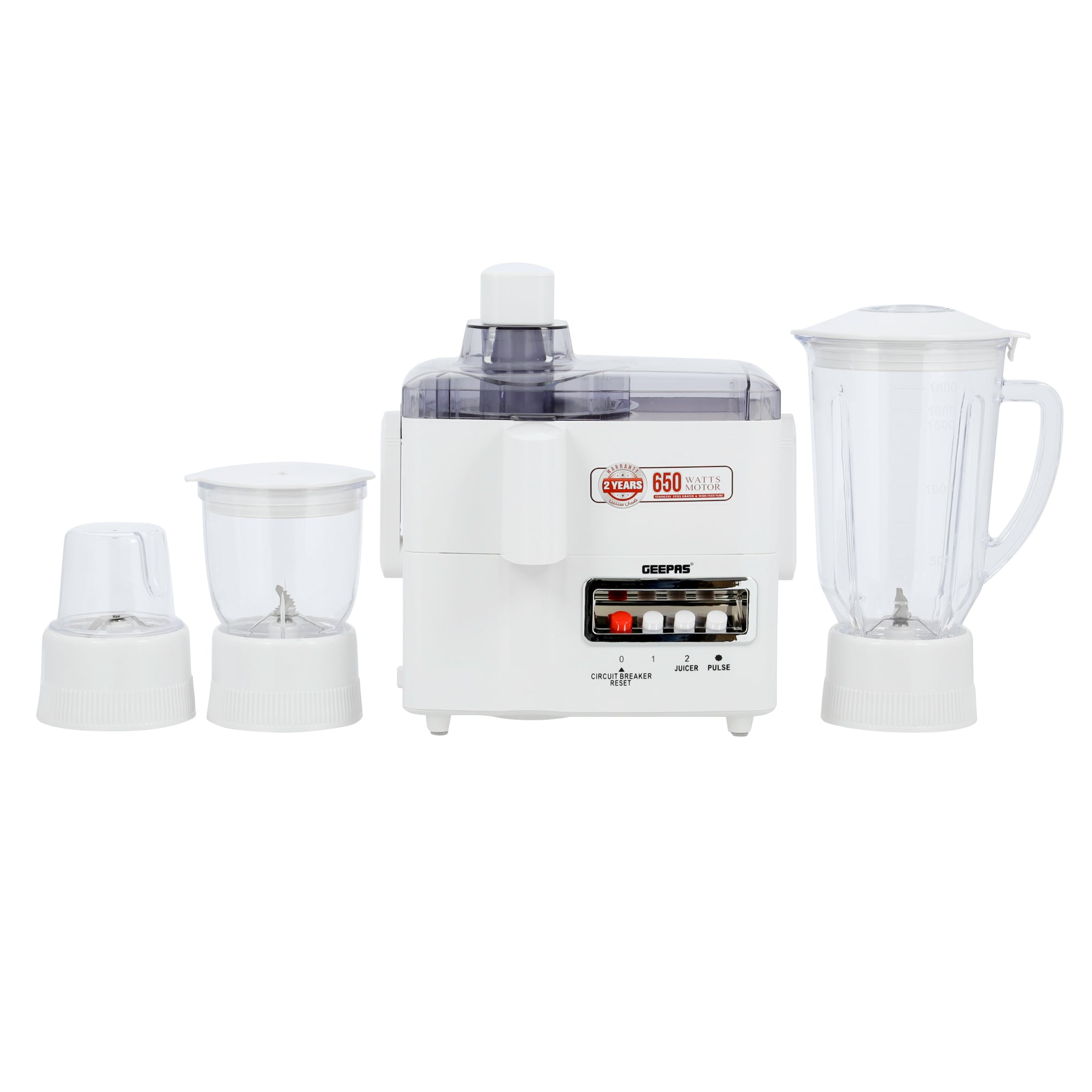 Geepas 650W 4-In-1 Food Processor, 1.8 Liter Capacity