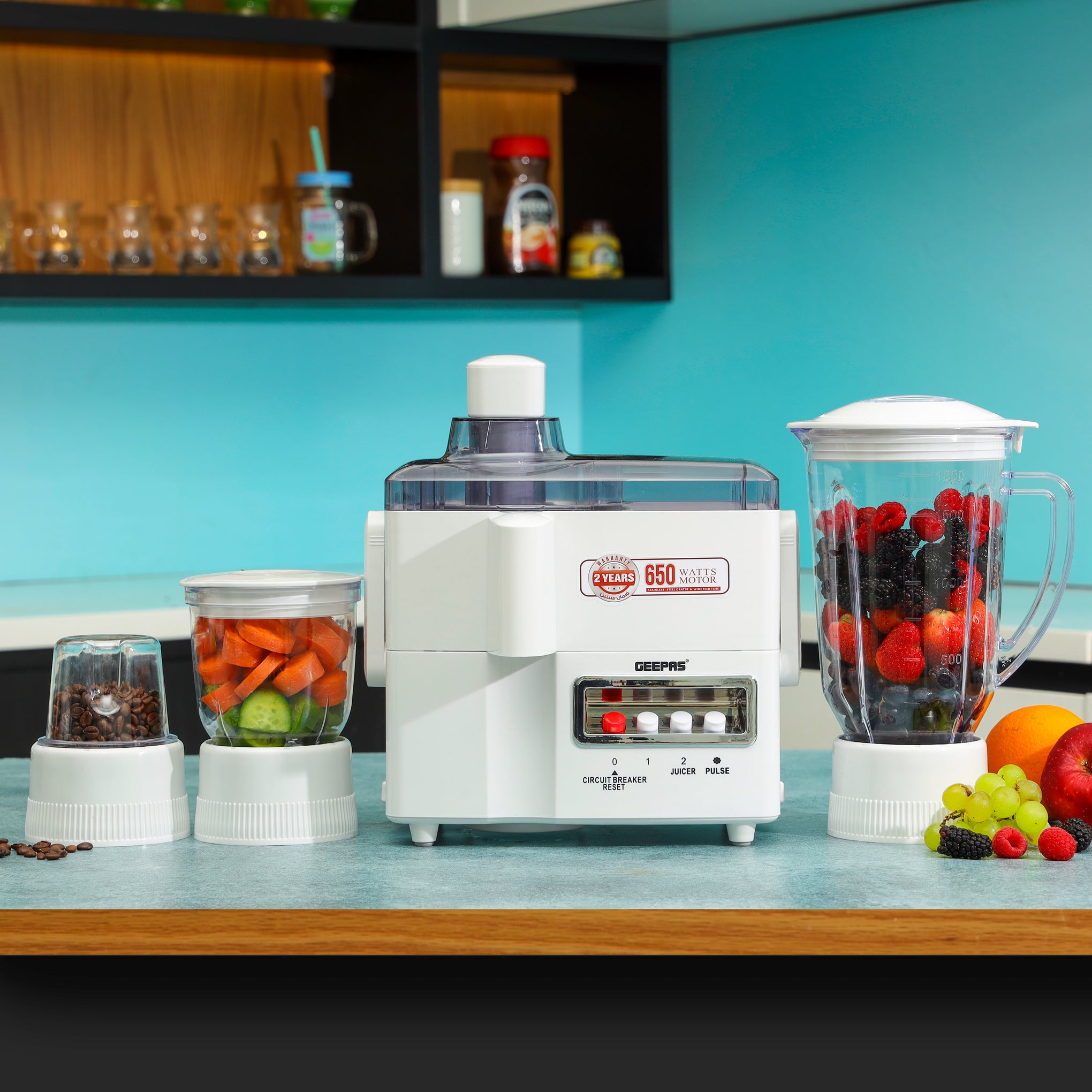 Geepas 650W 4-In-1 Food Processor, 1.8 Liter Capacity