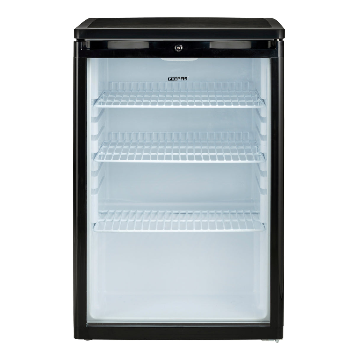 ثلاجة عرض خالية من مركبات الكربون الكلورية فلورية بمقبض مدمج وترموستات قابل للتعديل، 165 لتر، 550 واط، GSC1601BE، أسود
