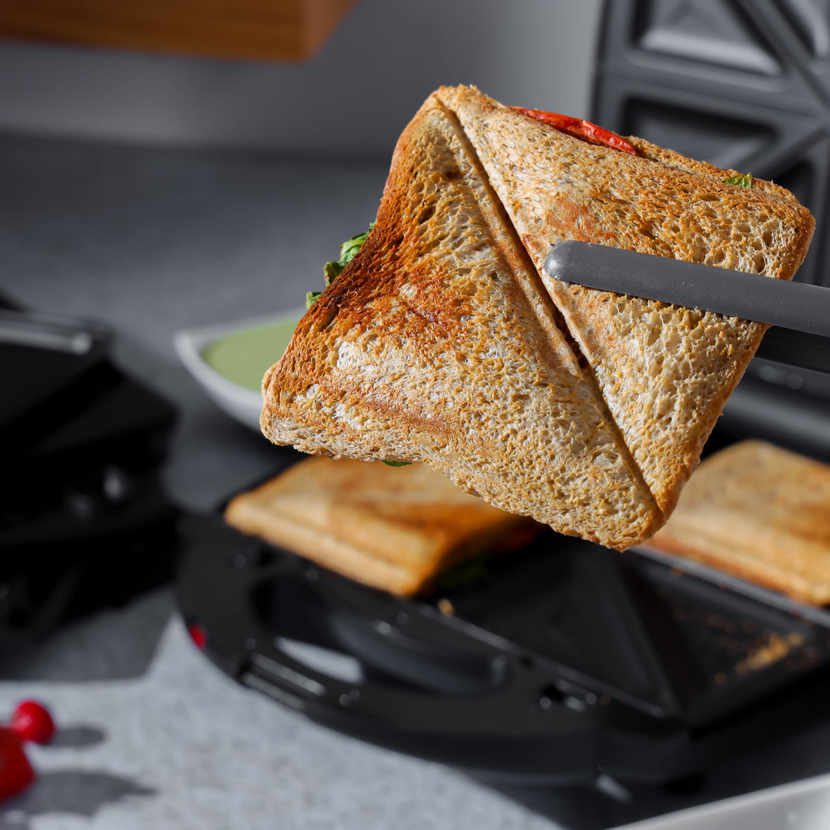 Geepas 6 in 1 Multi Snacks Maker- GSM36528| Sandwich Maker, Grill| Waffle Maker, Samosa Maker, Donut Maker, Nut Plate| Non-Stick| 1400W| Detachable Multi-Plate| Black and Silver| 2 Year Warranty