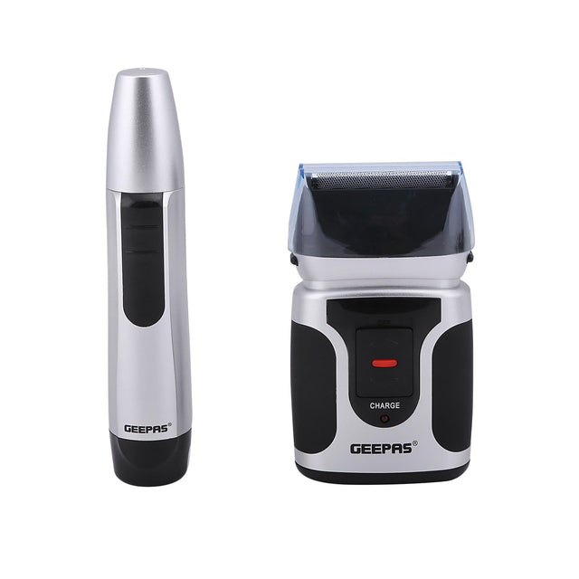 GSR110N 2 In Men's Rechargeable Shaver With Nose Trimmer - Mobile Shaver, Water Proof, Cordless Body Groomer With 2 Rapid Reciprocating Blades For Skin Comfort, Nose Trimmer Black/Gray