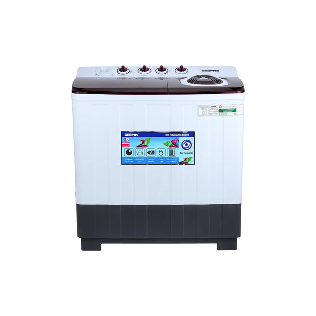 18 Kg Twin Tub Semi-Automatic Washing Machine - Strong Pulsator, Air Dry Spin, 680W (White/Red/Black) 18 kg 680 W  White/Red/Black