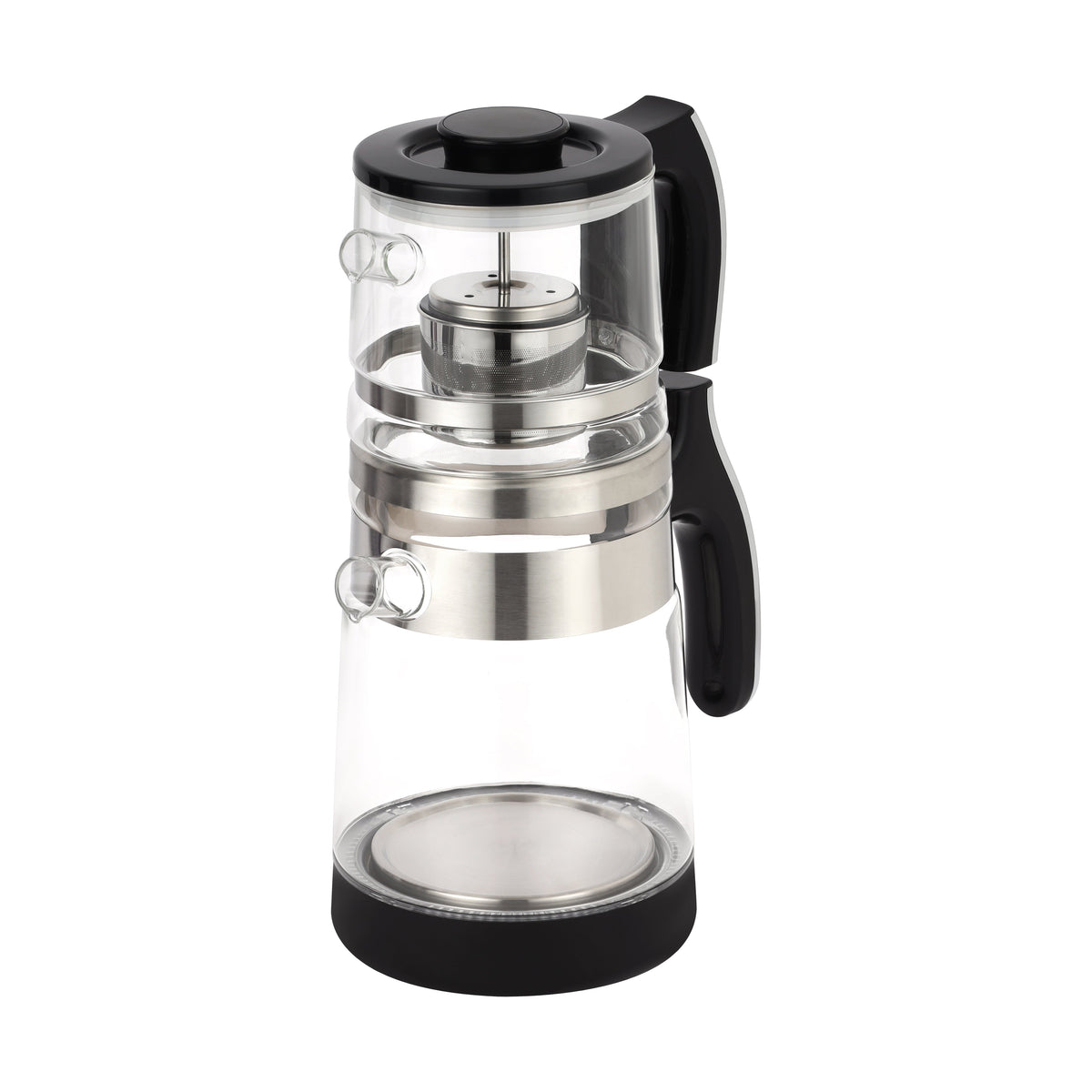 Digital Tea Maker with Smart Touch Control Panel 1500 W | Overheating Protection, 1.8 L Kettle + 0.9L Glass Teapot | Durable Glass Shell, Multi-Temperature Settings, Stainless Steel Heater | GTM38079 Clear & Black