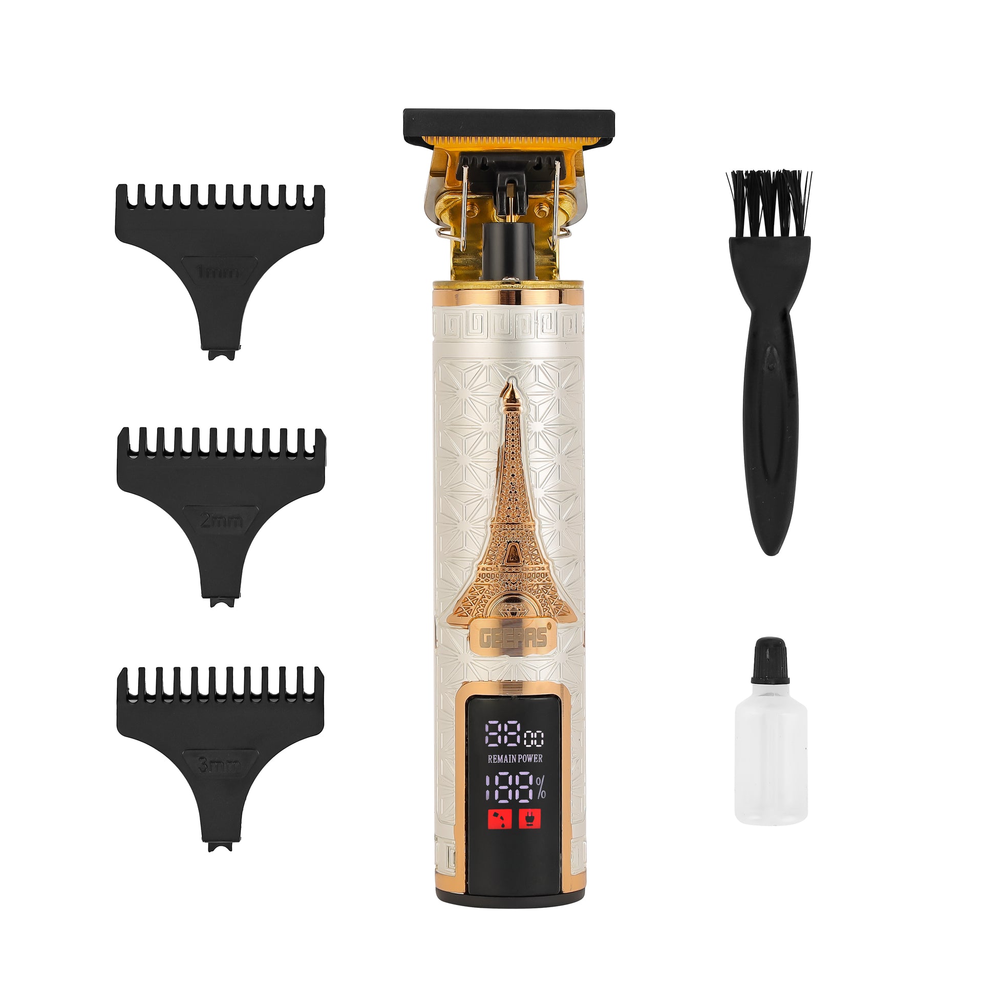 Geepas Professional Digital Hair Clipper- GTR56039| Hair Clipper with High Capacity Li-ion Battery and Fast Charging| High Performance T-Blade for Efficient Operation, Does not Hurt Scalp| LCD Display