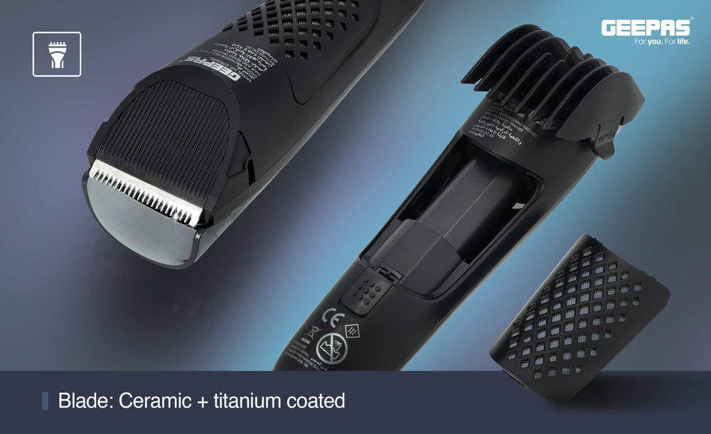 Professional Digital Hair & Beard Trimmer with Vacuum Suction | Rechargeable, Ceramic Titanium Blades, Li-Ion Battery & 4 Cutting Lengths