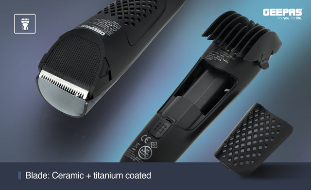 Professional Digital Hair & Beard Trimmer with Vacuum Suction | Rechargeable, Ceramic Titanium Blades, Li-Ion Battery & 4 Cutting Lengths