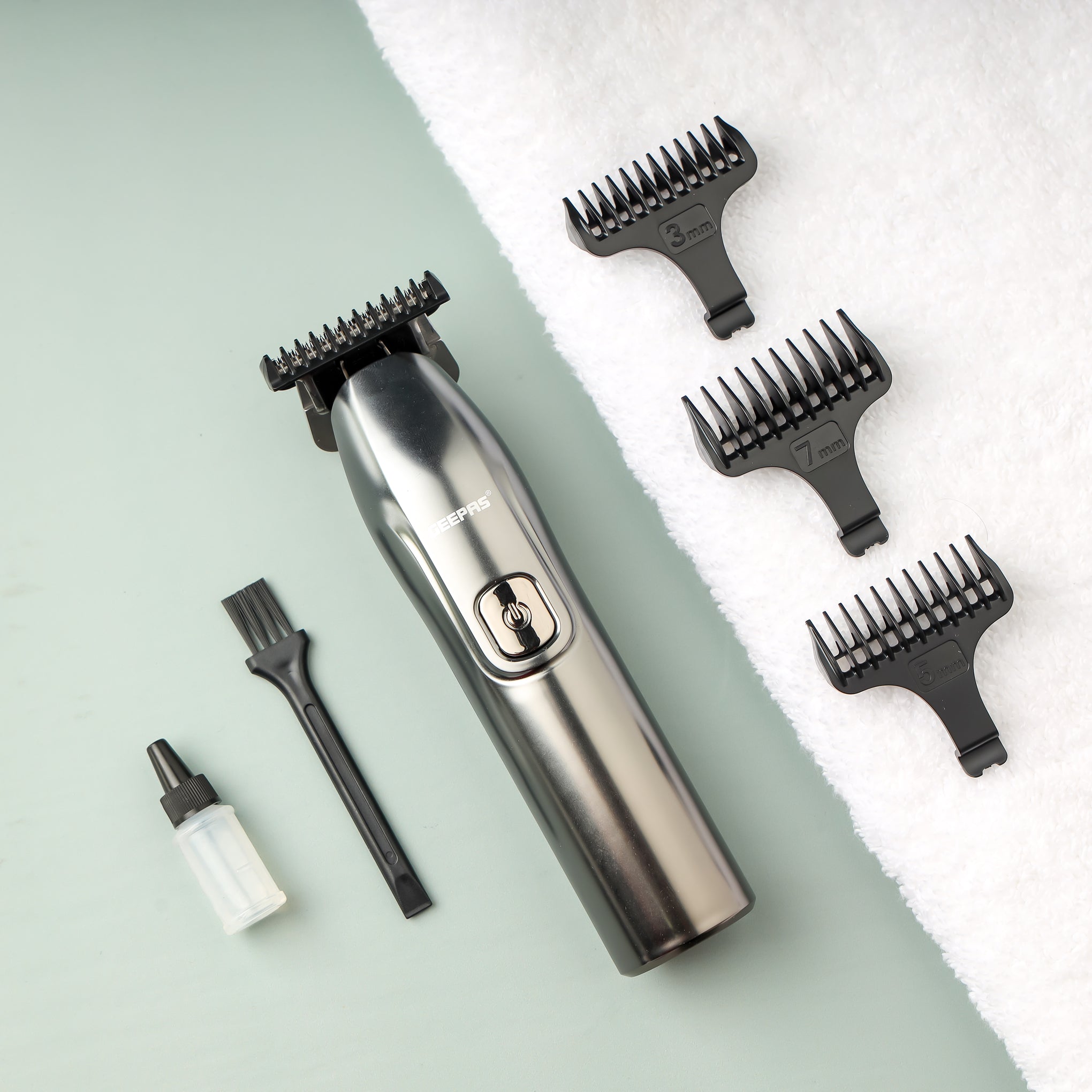 Rechargeable Hair and Beard Trimmer with with High-Capacity Li-ion Battery and 180 min Working Time/ Detachable Blades and Waterproof IPX7/ Cordless Operation, Perfect for Home and Saloon Styling