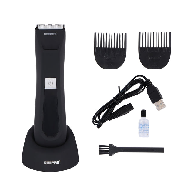Waterproof Body Trimmer for Men, IPX5 Wet & Dry Use, LED Display & Light, Ceramic & Stainless Steel Blades, Adjustable Guide Combs, USB Rechargeable, Black
