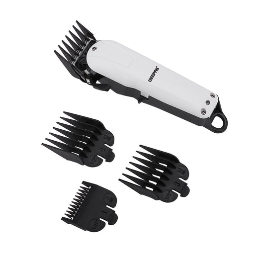 Rechargeable Professional Hair Clipper- GTR8710, Electric Hair And Beard Trimmer With High Capacity Battery Of 2 Hours, Perfect For Inhouse, Professional Styling White/Black
