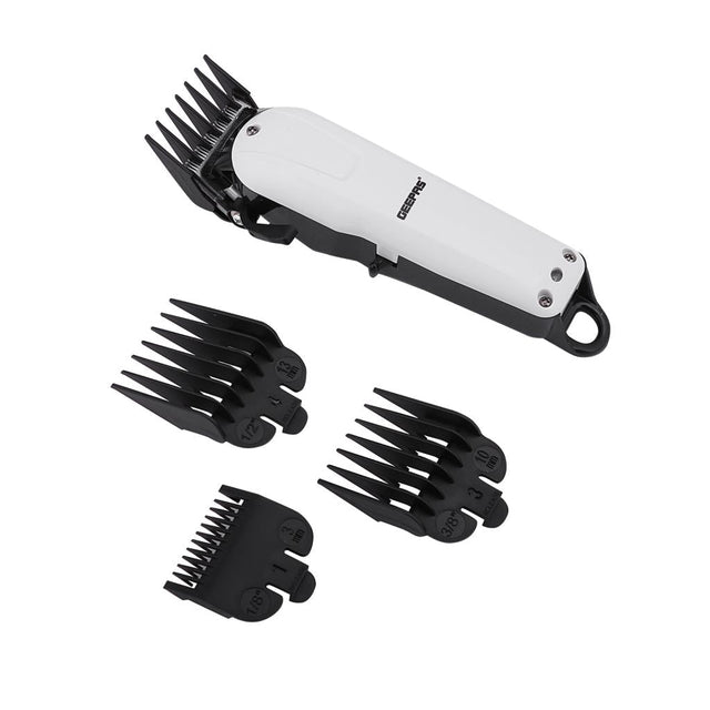 Rechargeable Professional Hair Clipper- GTR8710, Electric Hair And Beard Trimmer With High Capacity Battery Of 2 Hours, Perfect For Inhouse, Professional Styling White/Black