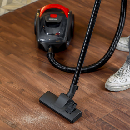 Cyclonic Vacuum Cleaner 1.5L Dust Bag Capacity, Lower Noise Design, Flexible Hose With handle Airflow Control, Pedal On/Off Switch, Automatic Cord Rewinder Function, Hepa Filtration System 1400 W GVC19024 Red Black