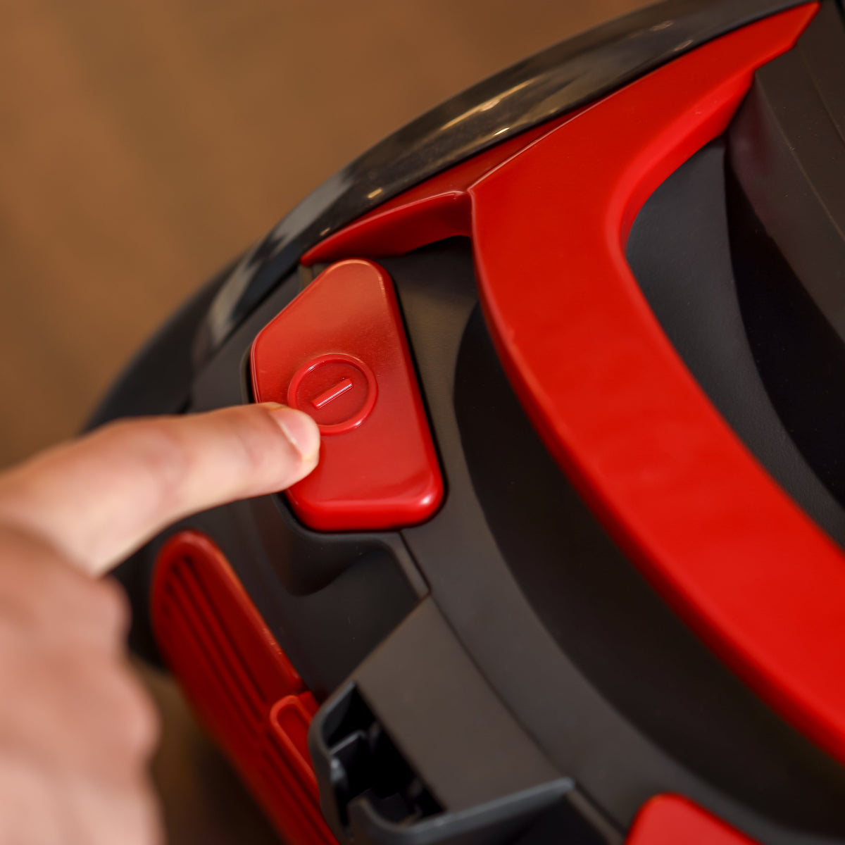 Cyclonic Vacuum Cleaner 1.5L Dust Bag Capacity, Lower Noise Design, Flexible Hose With handle Airflow Control, Pedal On/Off Switch, Automatic Cord Rewinder Function, Hepa Filtration System 1400 W GVC19024 Red Black