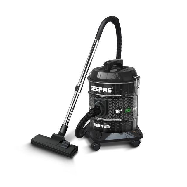 Drum Vacuum Cleaner- 18 L Dust Bag Capacity with Elegant Anti-Rust Metalic Body 18 L 2000 W GVC19053-BK Black