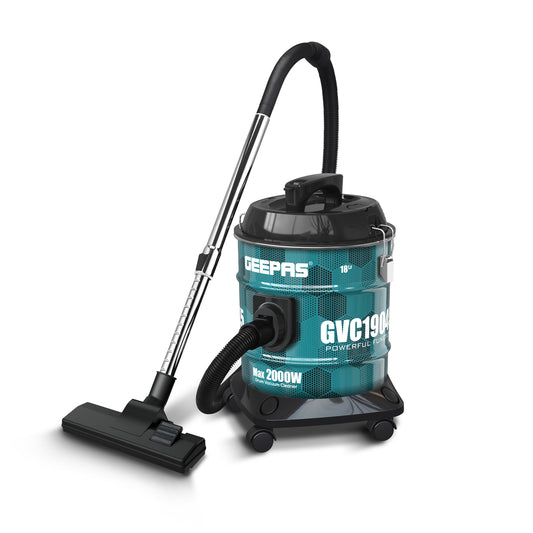 Drum Vacuum Cleaner- 18 L Dust Bag Capacity With Elegant Anti-Rust Metallic Body,  Powerful Suction, Dry and Blow Function, Dust Full Indicator,  Perfect for Home, Office, Apartments 18 L 2000 W GVC19053-GN Blue/Black