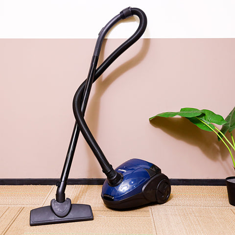 Vacuum Cleaner With 1.5 L Dust Bag Capacity and Dust Full Indicator| Powerful Suction and Low Noise| Includes Flexible Hose, Plastic Insert Tube and Plastic Floor Brush| Pedal Switch and Auto Rewinding 1.5 L 2200 W GVC2594 Blue/Black
