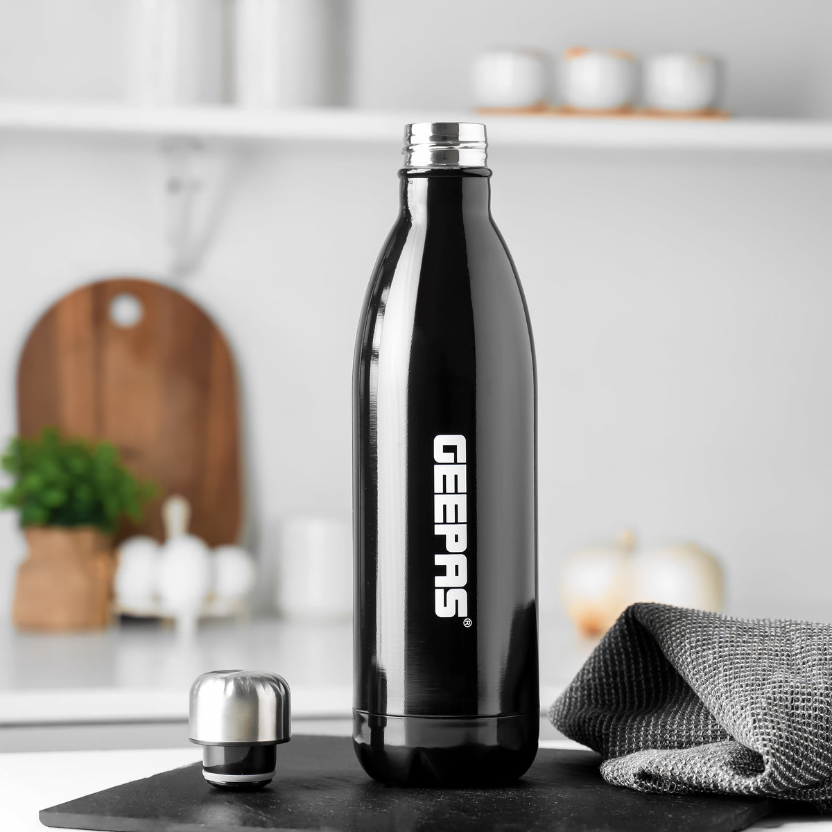 Geepas 1.0 L Stainless Steel Vacuum Flask- GVF27021| Double Wall Insulation for Hot and Cold Beverages| Comfortable to Hold and Easy to Carry| Suitable for Indoor and Outdoor Use| 2 Years Warranty, White