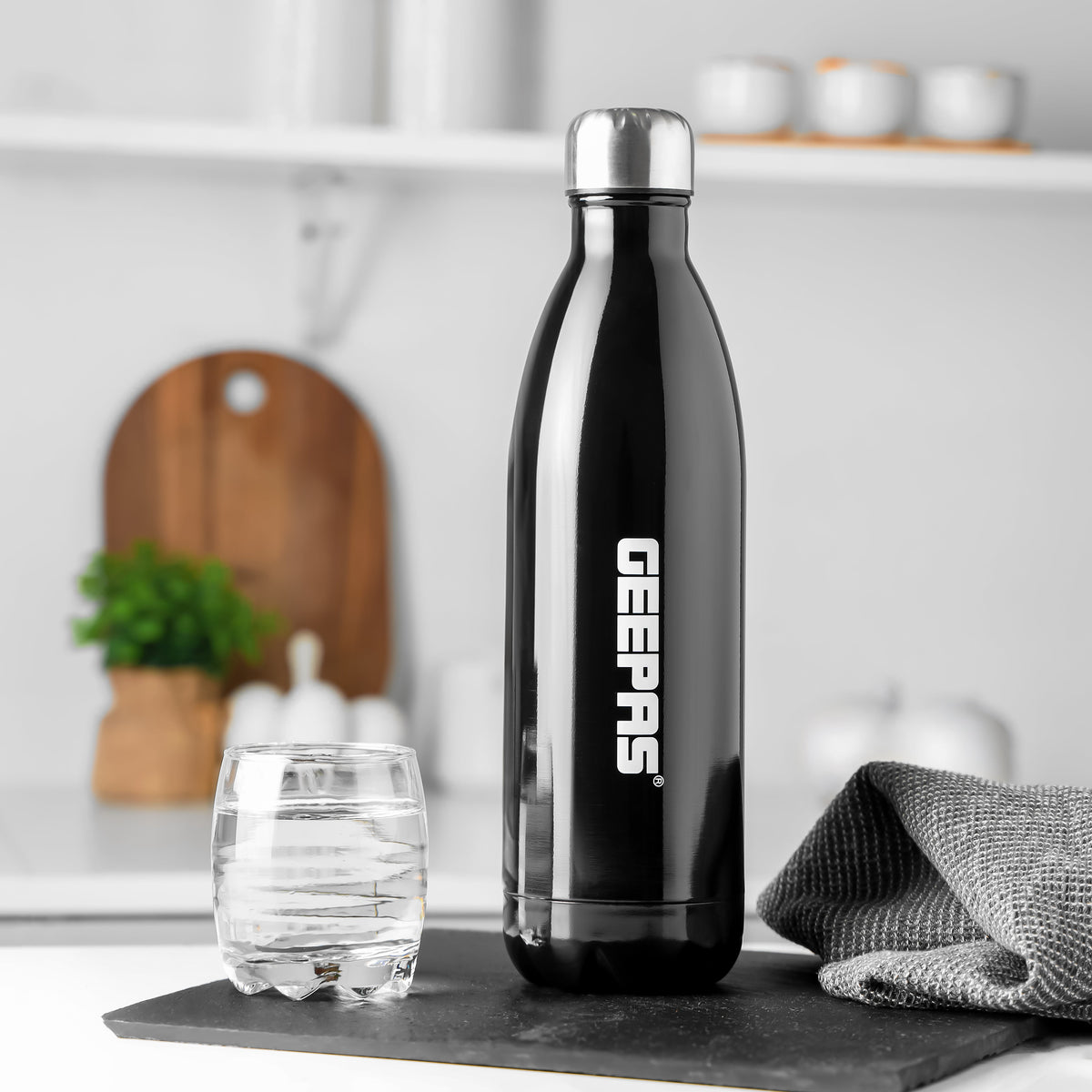 Geepas 1.0 L Stainless Steel Vacuum Flask- GVF27021| Double Wall Insulation for Hot and Cold Beverages| Comfortable to Hold and Easy to Carry| Suitable for Indoor and Outdoor Use| 2 Years Warranty, White