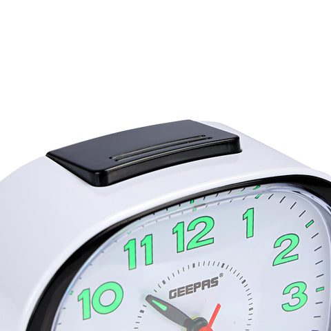Small Battery-Operated Bell Alarm Clock | Silent Non-Ticking Analog Clock with Ascending Beep, Snooze, and Light | Ideal for Bedroom, Study, and More