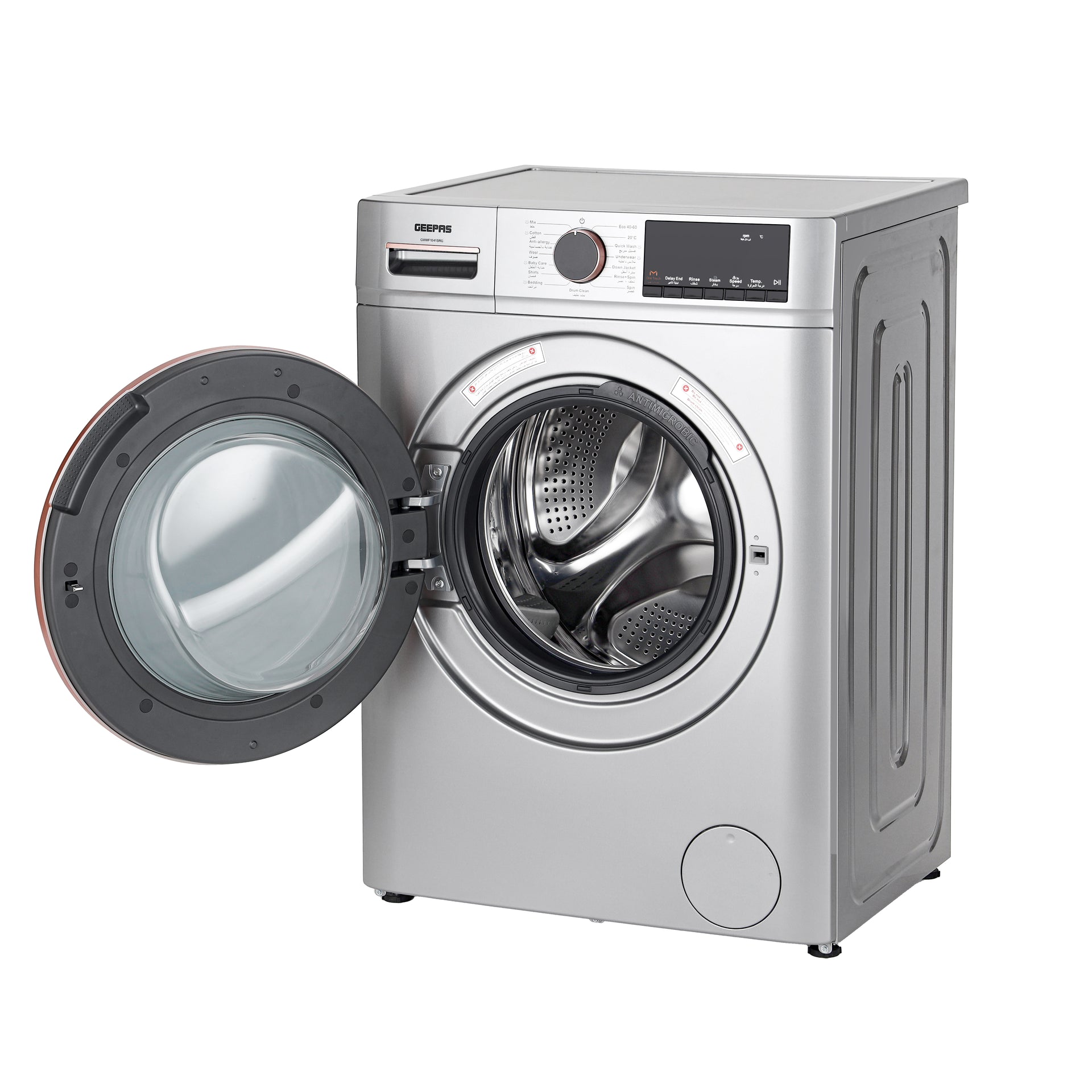 10 Kg Front Load Washing Machine with Digital Display, BLDC Motor, and Steam Clean Technology - Metallic Grey GWMF1041SRG Metalic Grey