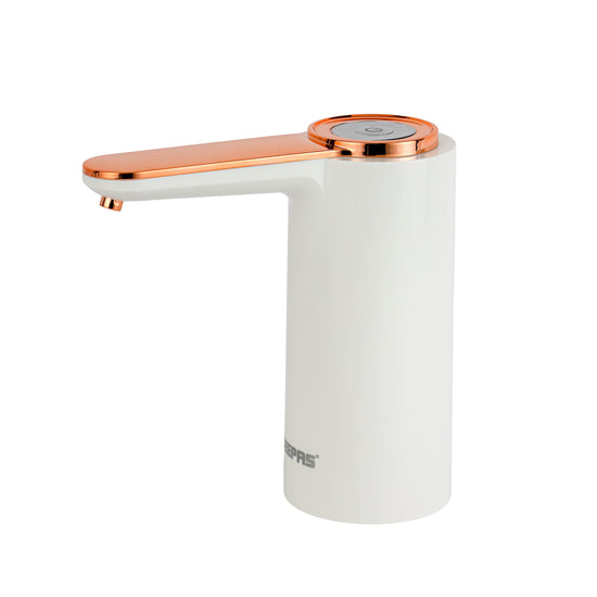 Rechargeable Water Pump For Water Gallon, Portable And Light-Weight With Easy One Touch Mechanism And USB Charging, Can Be Used At Home And Office White/Rose Gold