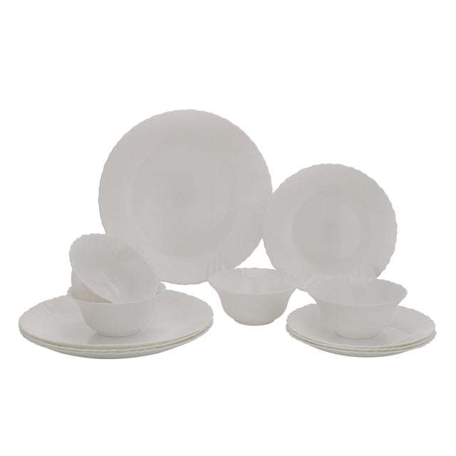 12-Piece Opal Wear Dinner Set Beautiful Elegant Design Dishwasher Safe/Freezer Safe White