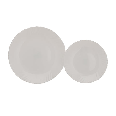 12-Piece Opal Wear Dinner Set Beautiful Elegant Design Dishwasher Safe/Freezer Safe White