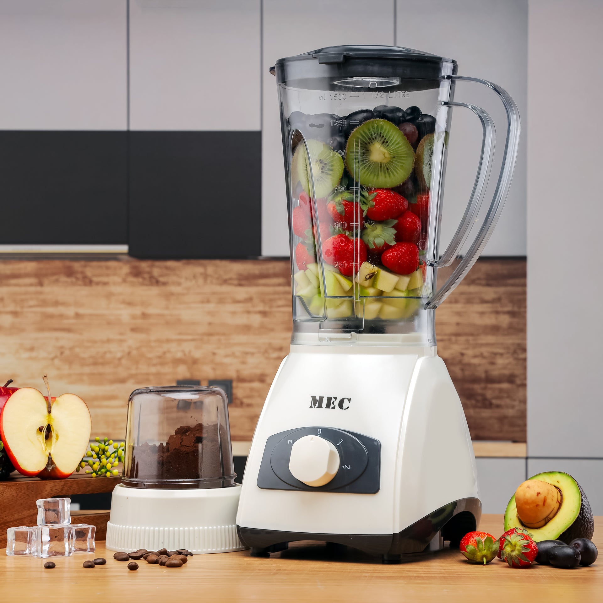 2-In-1 Blender Plastic Blender Jar With 2 Speed And Pulse Control 1.5 L 350 W MEC2000 White/Grey