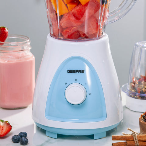 Geepas GSB5485 400W 2 in 1 Blender - Stainless Steel Blades, 2 Speed Control with Pulse | Overheat Protection| Ice Crusher, Chopper, Coffee Grinder & More