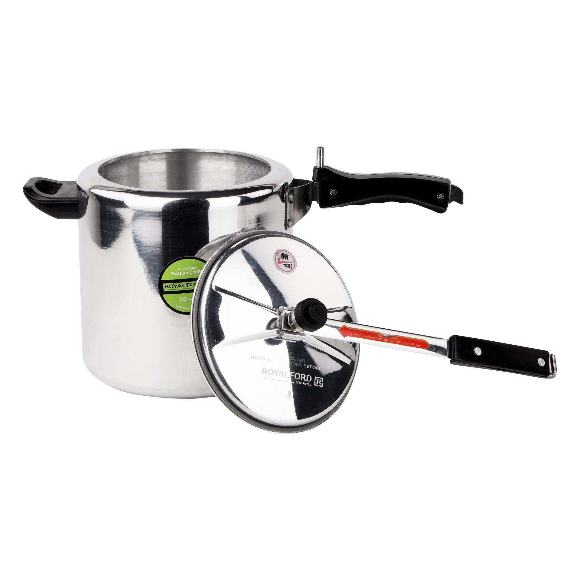 Aluminum Pressure Cooker Silver 7Liters