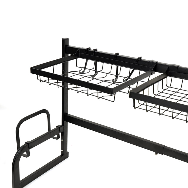 Multi Layer Kitchen Sink Drain Board Rack Black 34x85x89cm