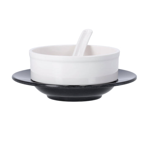 Royalford 12 Pices Soup Bowls Set | Melamine Ware | RF10061 | Durable | Simple & Elegant Design| Ideal for Home Hotels Restaurants Canteens & More White/Grey 41cm