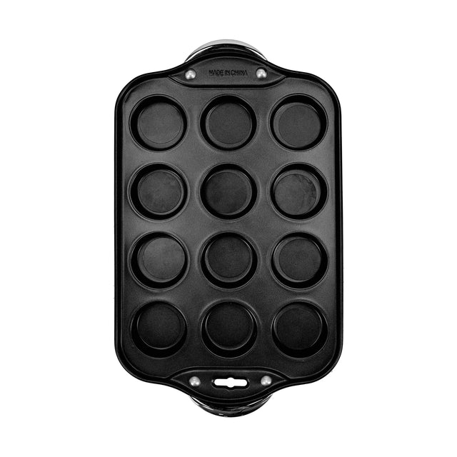 12-Cup Carbon Steel Muffin Pan RF10091 – Non-Stick Baking Tray with Loose Base | Oven Safe up to 220°C