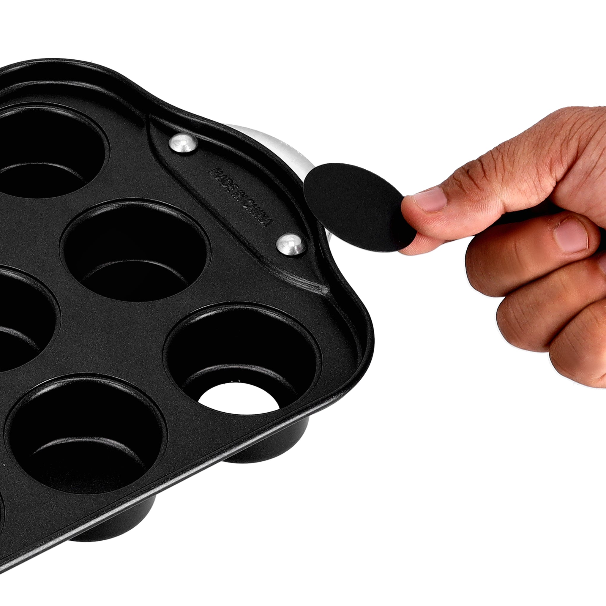 12-Cup Muffin Pan With Loose Base Black 35.5x21x4.8cm