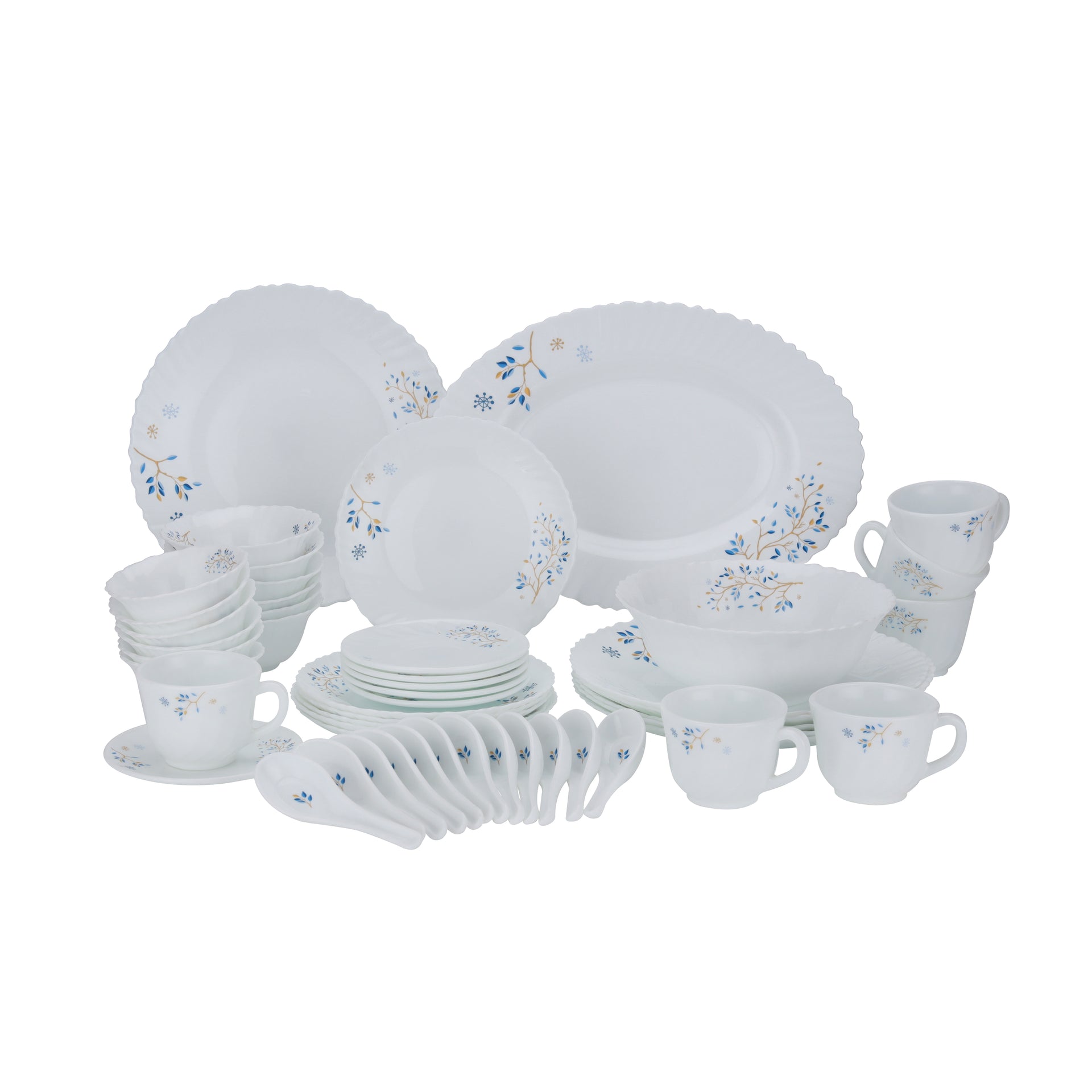 50 Piece Opalware Dinner Set Assorted Design Light Weight Service For 6