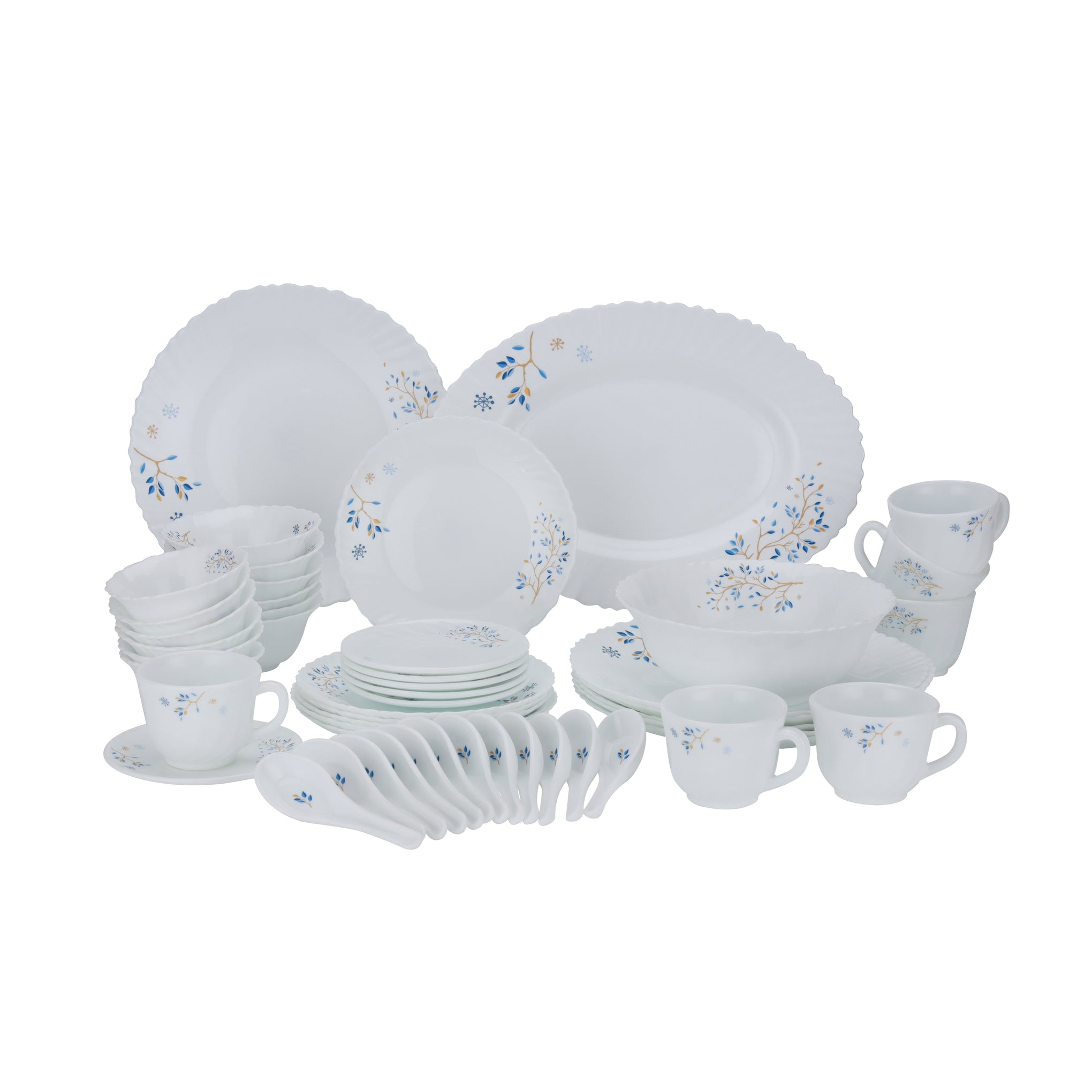 50 Piece Opalware Dinner Set Assorted Design Light Weight Service For 6