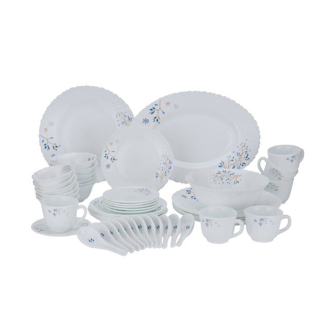 50 Piece Opalware Dinner Set Assorted Design Light Weight Service For 6